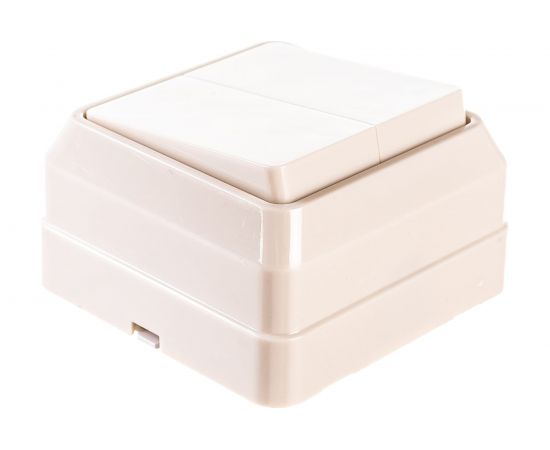 2-клавишный выключатель IEK ОКТАВА 10А, наружный монтаж, кремовый EVO20-K33-10-DC 