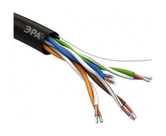 Кабель ЭРА витая пара, U/UTP, 4x2x24AWG, Cat5e, CCA, PE, OUTDOOR, 305м, SIMPLE Б0044436 