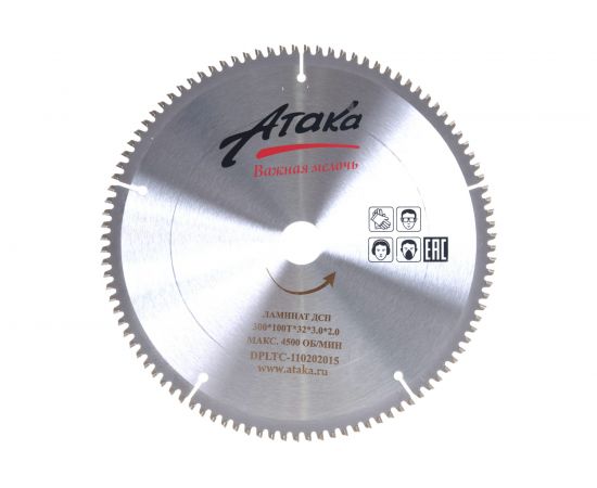 Диск пильный по ламинату и дсп (300х32 мм; 100T; ч/рез отриц.) АТАКА 8078280 