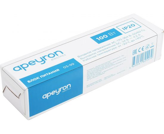 Блок питания Apeyron 24В, 100Вт, IP20, 170-264В, 4,2А, алюминий, слим, серебро / 03-99 – изображение 12