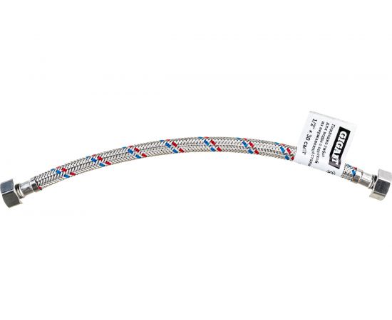 Гибкая подводка для воды Gigant с оплеткой из нержавеющей стали, 1/2""х30 см, г/г P-30-GG – изображение 2