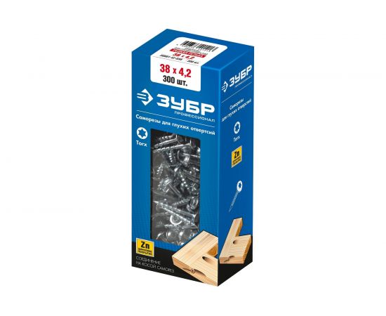 Саморезы для глухих отверстий ЗУБР Профессионал, редкая резьба, 38x4.2 мм, 300 шт. 30081-42-038 – изображение 2
