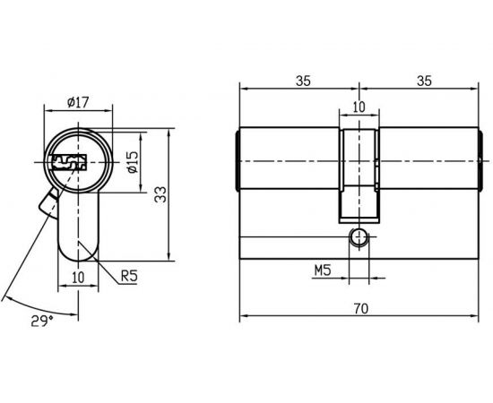 Цилиндр DOORLOCK V 2200Z N серия Variant, никелированный, 35x35 мм, 5 ключей 79001 – изображение 2