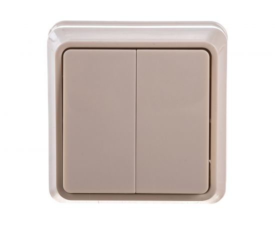 2-клавишный выключатель IEK ОКТАВА 10А, наружный монтаж, кремовый EVO20-K33-10-DC – изображение 2