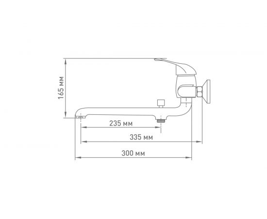 Смеситель для ванны Mix&Fix Зефир одноручный, с аксессуарами, с L- изливом, 300 мм, картридж 40 мм тов-150833 – изображение 2