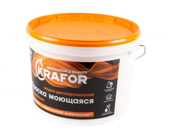 Интерьерная латексная краска Krafor моющаяся Супербелая в/д 14 кг 26958 – изображение 2
