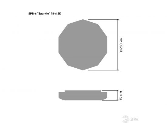 Бытовой светодиодный светильник ЭРА SPB-6 Sparkle 18-6,5K 18Вт 6500К 1260 Лм 350x107 мм Б0034979 – изображение 2