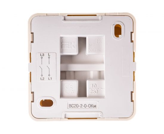 2-клавишный выключатель IEK ОКТАВА 10А, наружный монтаж, кремовый EVO20-K33-10-DC – изображение 3