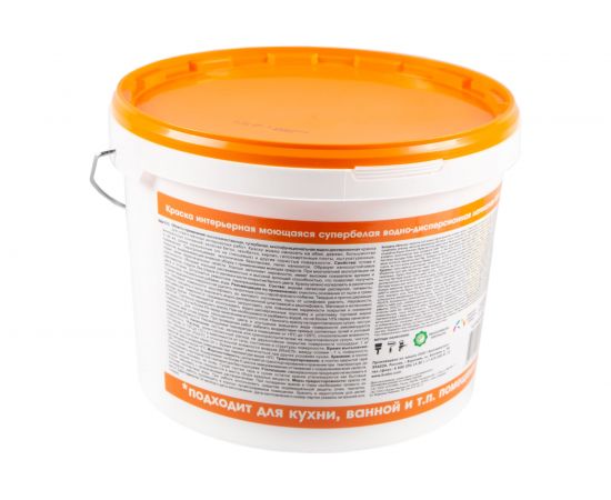 Интерьерная латексная краска Krafor моющаяся Супербелая в/д 14 кг 26958 – изображение 3
