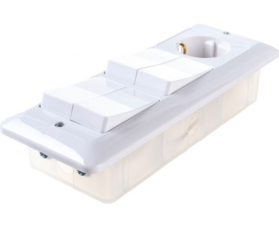 Блок Bylectrica 4 выключателя + розетка СУ, серия ПАРИТЕТ, цвет белый, 4В-РЦ-704 – изображение 3