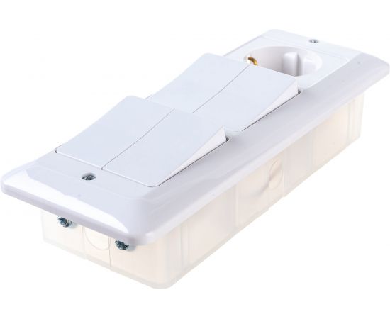 Блок Bylectrica 4 выключателя + розетка СУ, серия ПАРИТЕТ, цвет белый, 4В-РЦ-704 – изображение 4