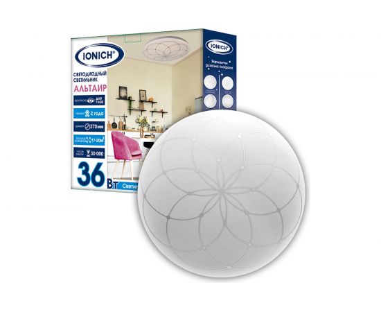 Светодиодный декоративный светильник IONICH Альтаир серия 2219, 36 Вт 2500 Лм 230 В 6500 К 370 мм IP20 1757 