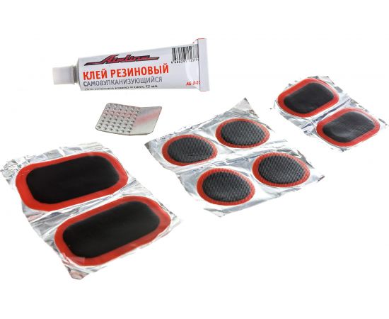 Набор для ремонта камер AIRLINE заплатки 25x25/52x32/35x24 см, н/ж бумага, клей-активатор ATRK-6 