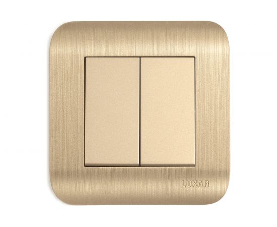 Выключатель LUXAR Deco с/у 2 клавиши, шампань с рифленой рамкой, 250В 10А 4606400620242 