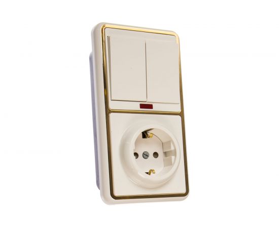 Комбинированный блок Кунцево-Электро БЭЛЛА скрытая установка выключатель с подсветкой+розетка БКВР-210 З 5838 