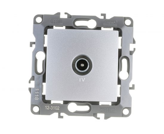 Розетка TV ЭРА 12-3102-03 проходная, IP20, 12, алюминий Б0027433 