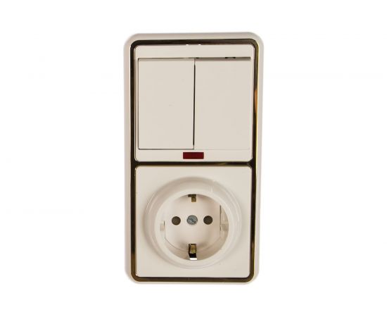 Комбинированный блок Кунцево-Электро БЭЛЛА скрытая установка выключатель с подсветкой+розетка БКВР-210 З 5838 – изображение 2