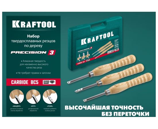 Набор ручных резцов по дереву KRAFTOOL Precision-3 3 шт 18369 – изображение 14