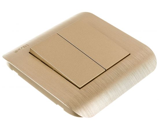 Выключатель LUXAR Deco с/у 2 клавиши, шампань с рифленой рамкой, 250В 10А 4606400620242 – изображение 2