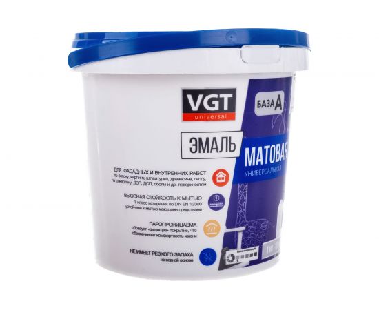 Универсальная эмаль VGT ВД АК 1179 супербелая мат. 1,5 кг 11601906 – изображение 2