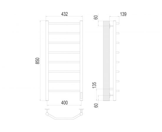 Полотенцесушитель Terminus Виктория quick touch П8 400x850 4670078531209 – изображение 3