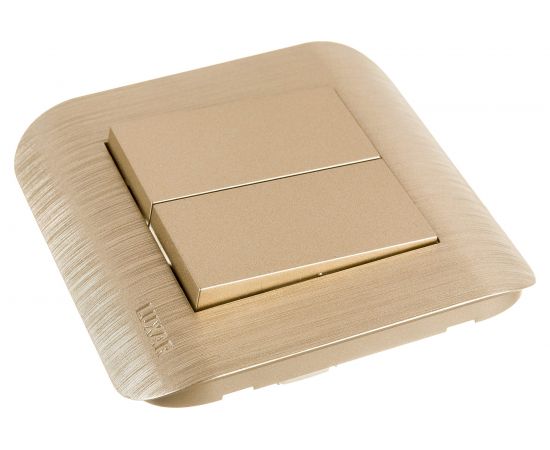 Выключатель LUXAR Deco с/у 2 клавиши, шампань с рифленой рамкой, 250В 10А 4606400620242 – изображение 3