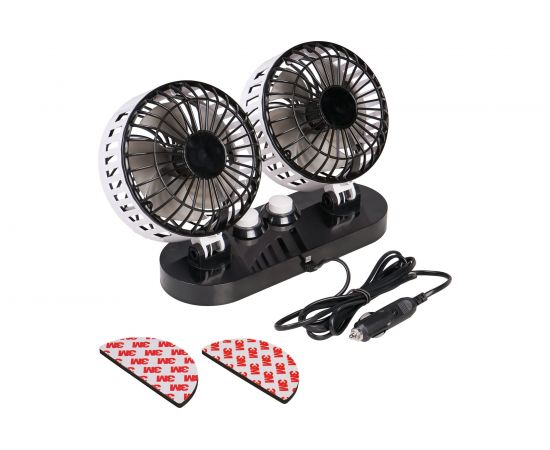 Вентилятор в салон AIRLINE двойной, 2x15 см, 12 В, раздельная регулировка, пластик ACF-12-06 – изображение 3