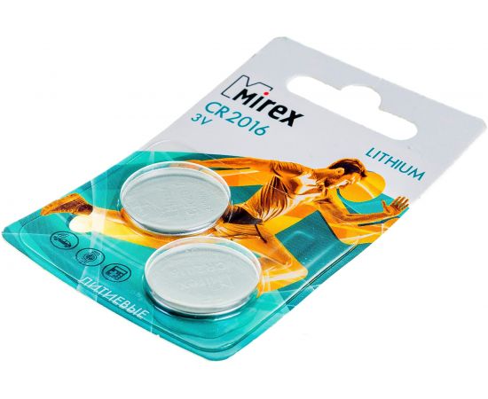 Батарея Mirex, литиевая CR2016 3V 2 шт ecopack 23702-CR2016-E2 – изображение 4