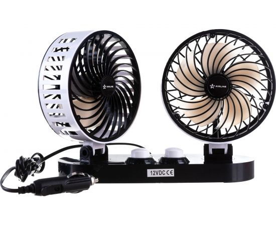Вентилятор в салон AIRLINE двойной, 2x15 см, 12 В, раздельная регулировка, пластик ACF-12-06 – изображение 4