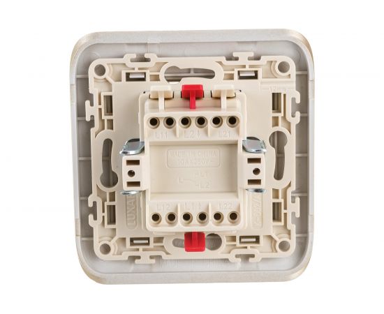 Выключатель LUXAR Deco с/у 2 клавиши, шампань с рифленой рамкой, 250В 10А 4606400620242 – изображение 4