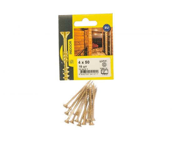 Конструкционный шуруп для дерева с фрезой ЕВРОПАРТНЕР потай, ж/п Torx 20 4.0х50, 15 шт. 15 0412 1 – изображение 4
