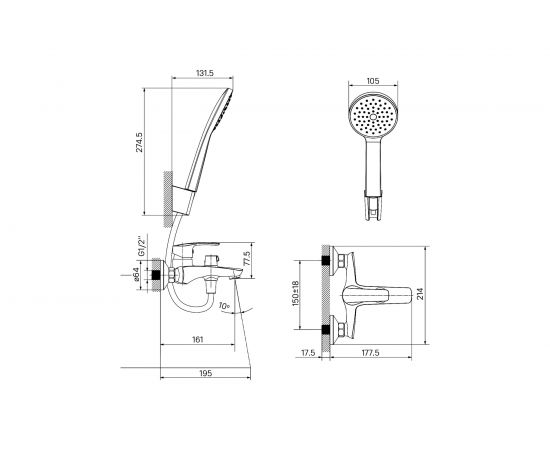 Смеситель для ванны IDDIS Ray черный RAYBL02i02 – изображение 5