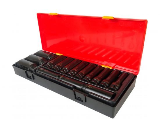 Набор ударных глубоких шестигранных торцевых головок 1/2 10-32мм 15шт JTC-K4151:7421 