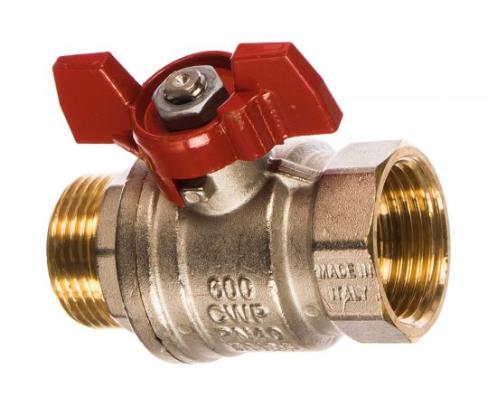 Шаровой кран RuB, 1"" DN25 PN40, ВР-НР, серия MILANO (S.90), бабочка S90F26 