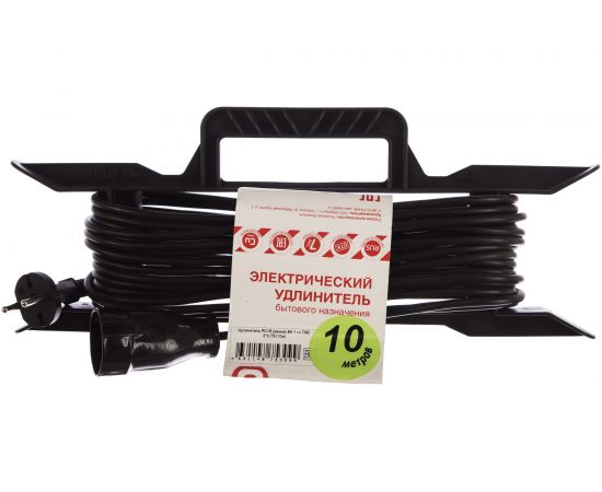 Удлинитель Радист РС16 рамка 6А 1 гнездо 2*0,75 10м чёрный 101 