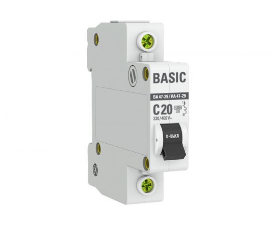 Автоматический однополюсный выключатель EKF 20А С ВА47-29 4.5кА 2945520 