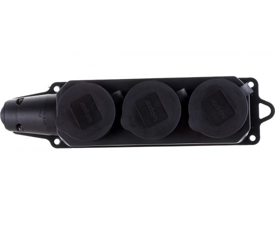 Колодка Navigator, NCA-BLR2-03-16A-E-IP44-BL, 3 гнезда, с/з, каучук, черная 61372 