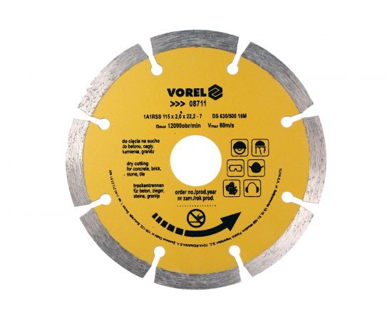 Диск алмазный сегментированный (115х22 мм) VOREL 8711 