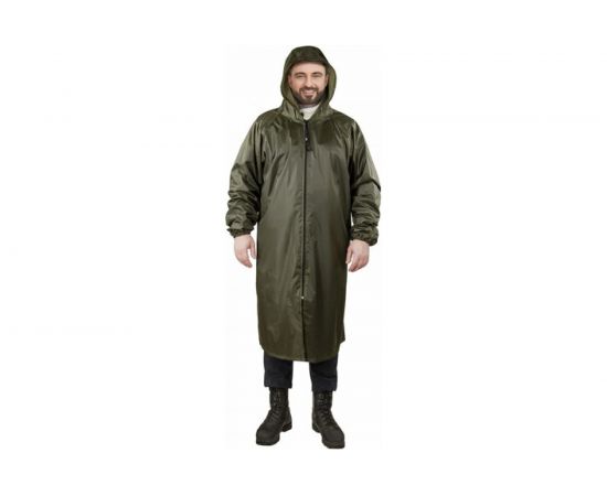Плащ-дождевик ГРАНДМАСТЕР хаки, на молнии, многоразовый, с ПВХ покрытием, 56-58, рост 170-176, 610848 