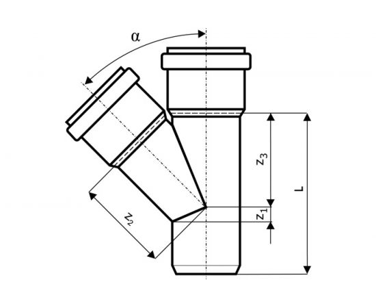 Тройник наружной канализации Ostendorf 87 градусов, 125х110 221410 – изображение 2