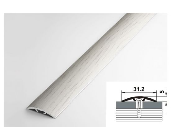 Порог прямой скрытый алюминиевый декоративный (31,2 мм, 1,8 м, Дуб арктик) ЛУКА УТ000005378 – изображение 2