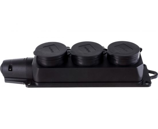 Колодка Navigator, NCA-BLR2-03-16A-E-IP44-BL, 3 гнезда, с/з, каучук, черная 61372 – изображение 2