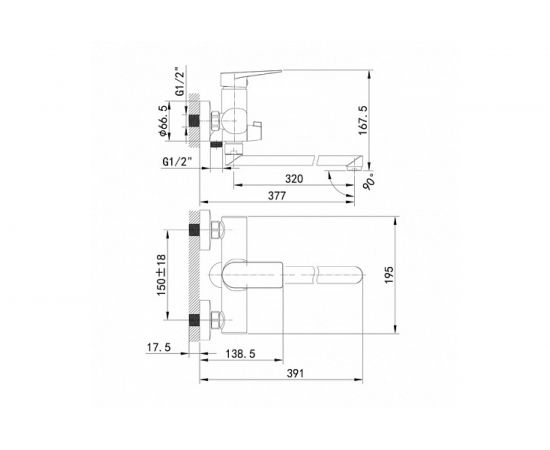 Смеситель для ванны IDDIS Bridge с длинным изливом BRDSB02i10WA – изображение 2