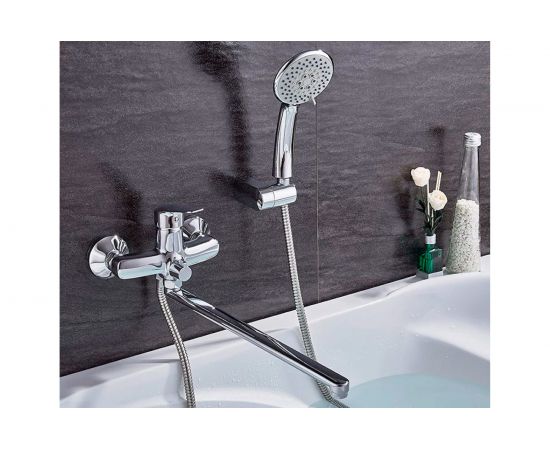 Смеситель для ванны LEDEME картридж д.35 мм, излив 400 мм, дивертор в корпусе L2251 65825 – изображение 2