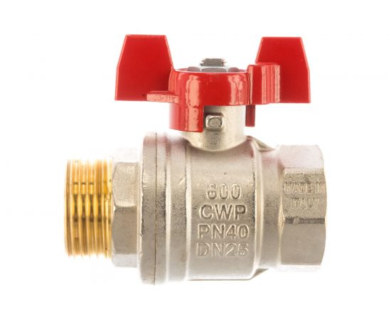 Шаровой кран RuB, 1"" DN25 PN40, ВР-НР, серия MILANO (S.90), бабочка S90F26 – изображение 2