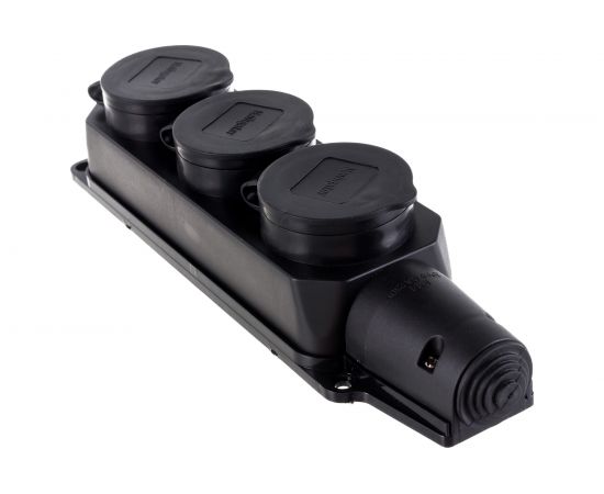 Колодка Navigator, NCA-BLR2-03-16A-E-IP44-BL, 3 гнезда, с/з, каучук, черная 61372 – изображение 3