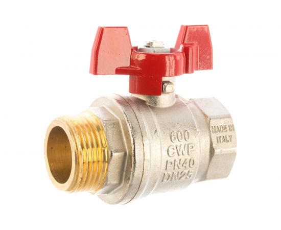 Шаровой кран RuB, 1"" DN25 PN40, ВР-НР, серия MILANO (S.90), бабочка S90F26 – изображение 3