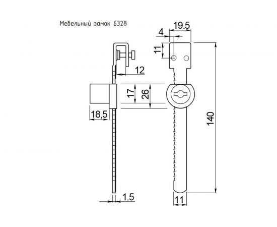 Мебельный замок НОРА-М 6328 хром 16767 – изображение 3