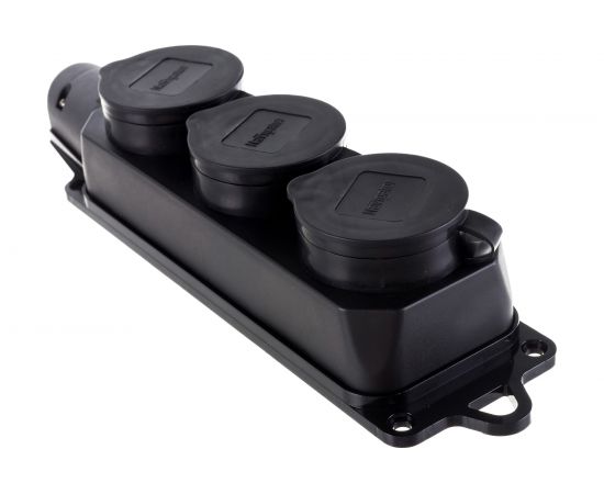 Колодка Navigator, NCA-BLR2-03-16A-E-IP44-BL, 3 гнезда, с/з, каучук, черная 61372 – изображение 4