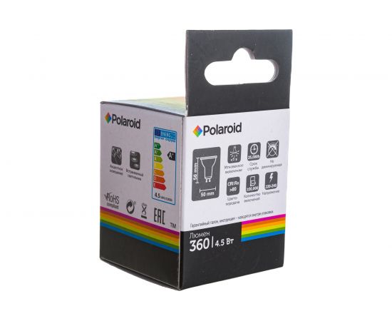 Светодиодная лампа Polaroid 220V GU10 4,5W 3000K 360lm PL-GU1043 – изображение 4